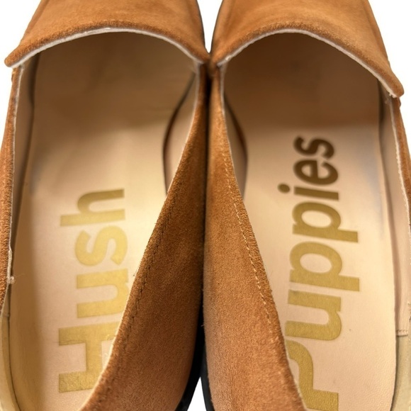 Hush Puppies Womens Lug Sole Loafers Carmel Water Resistant Suede Chunky Size 11 - Picture 4 of 12